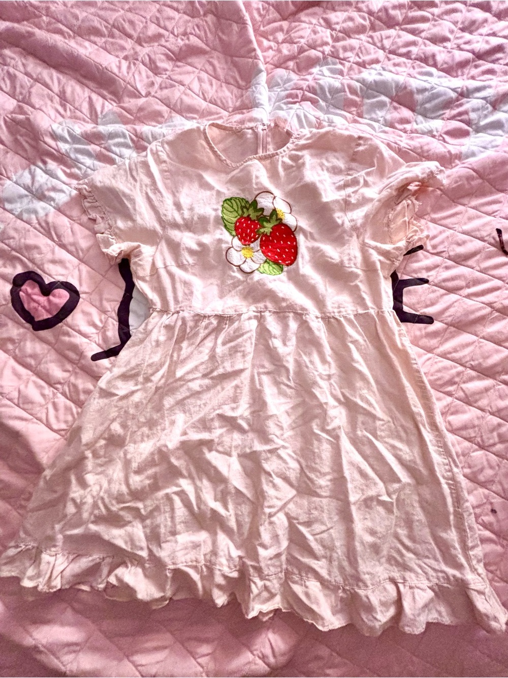 Pink lInen babydoll clammyheart dress